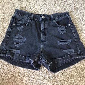 Black American Eagle Mom Shorts